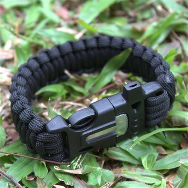 Clearance 4 in 1 Flint Fire Starter Whistle Rescue Rope Escape Bracelet